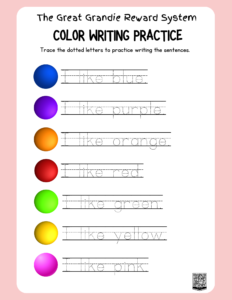 Writing Practice Worksheet with Dotted Letters for Tracing