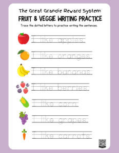 Writing Practice Worksheet with Dotted Letters for Tracing