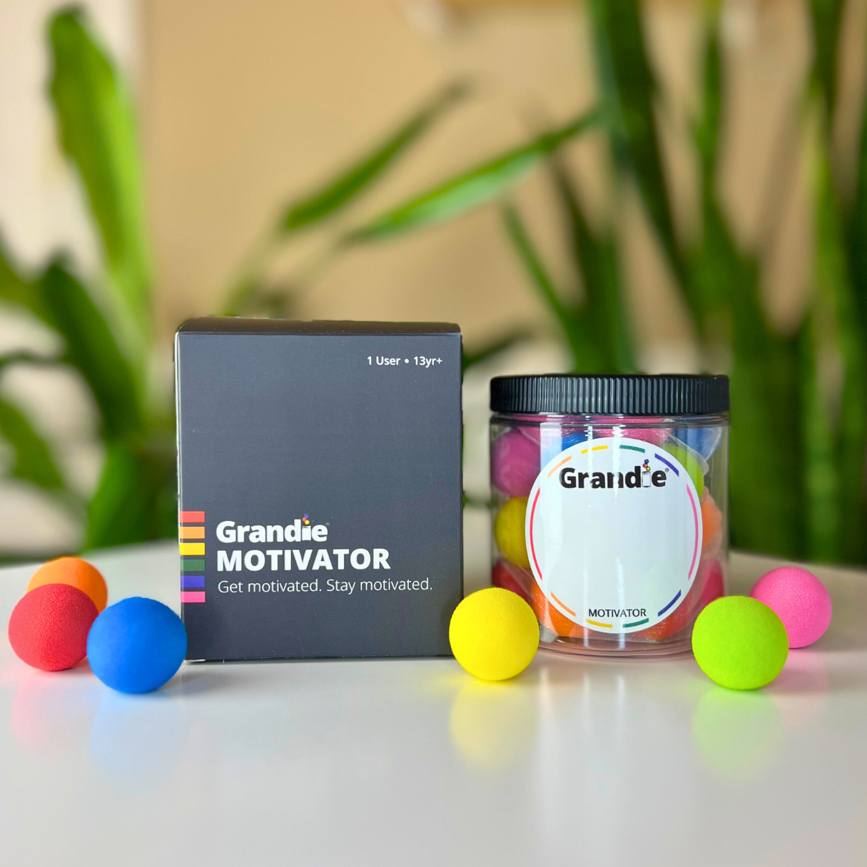 Image of the Grandie Motivator Jar and it's retail box